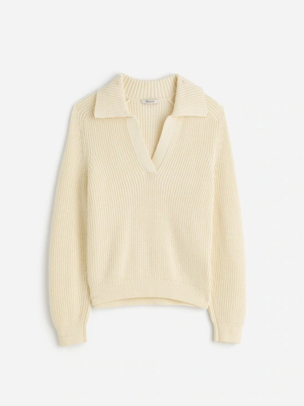 Madewell Shaker-Stitch Johnny Collar Cashmere Sweater Size M Chic 90s Preppy